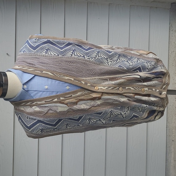 ST CROIX Cosby Biggie Textured XL Mens‎ Button Up Sweater Vest 90s VTG RARE